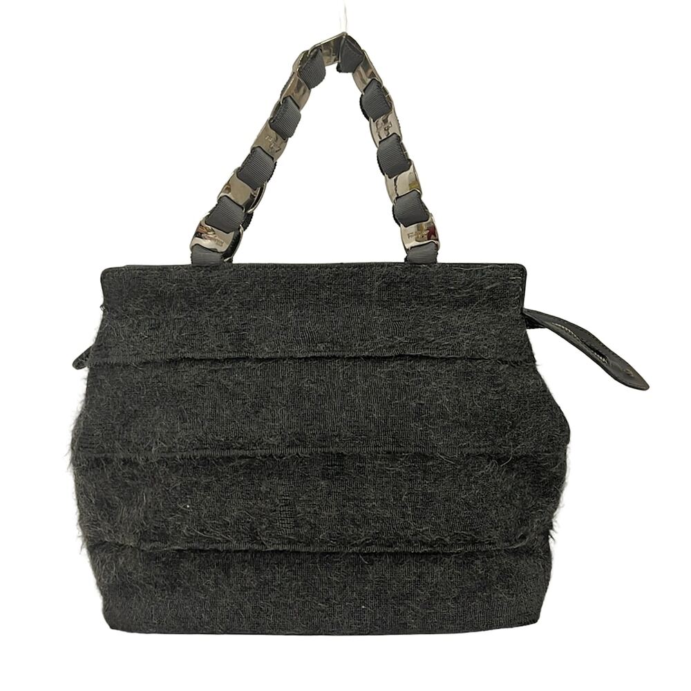 Salvatore Ferragamo Vara Handbag Dark Gray Black